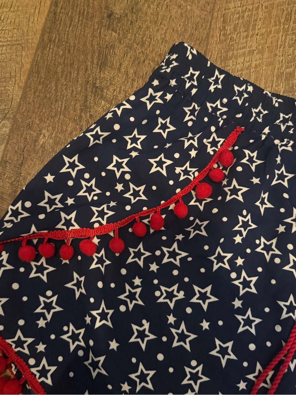 Boutique NWT Star Print Pom Pom Shorts / July 4th World Cup / Size Small - Picture 5 of 5